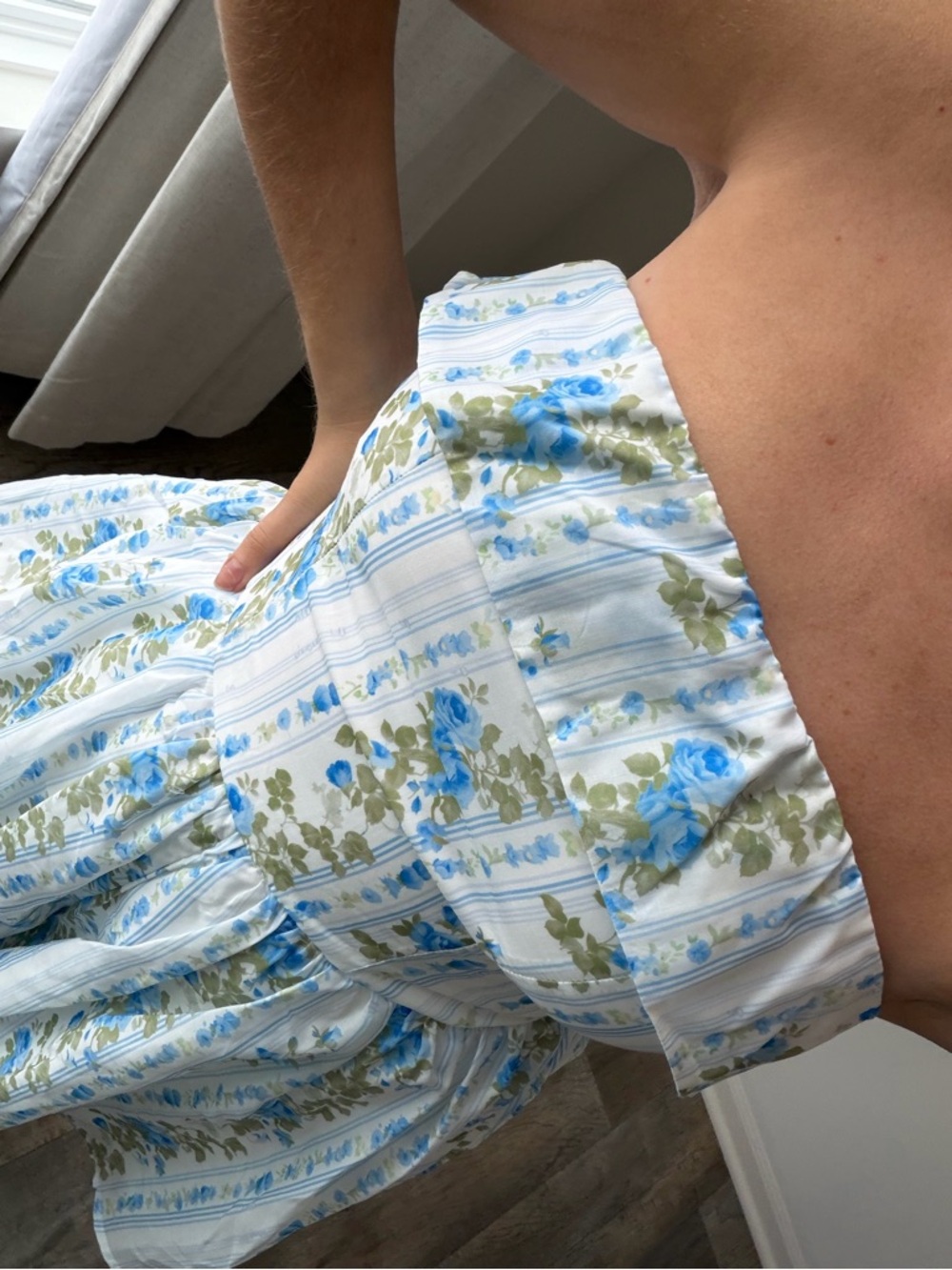 Strapless Blue Floral Summer romper - Picture 3 of 4